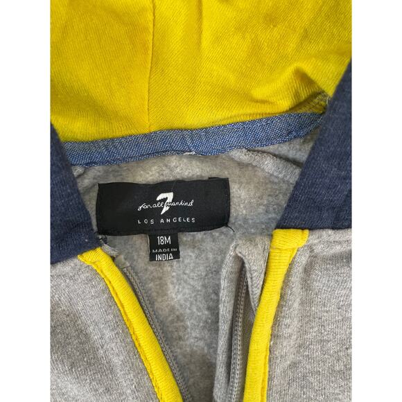 London Fog & 7 for all Mankind Boys Gray Puffer Jacket and hoodie Bundle S 18 mo - Picture 3 of 7
